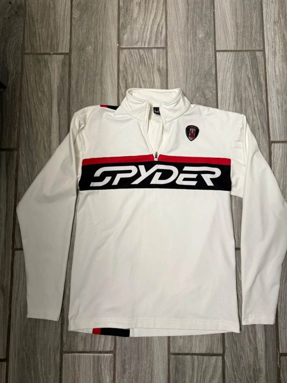 Spyder Men’s White/Black/Red Half-Zip Pullover Performance Top Size Small - Picture 1 of 10